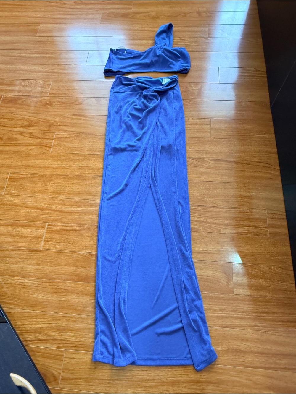 SHEIN Bright Blue Two-Piece Skirt and Crop Top Set